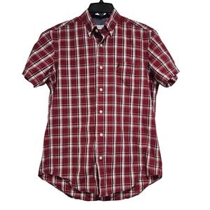 Nautica Mens Plaid Short Sleeve Button Up Casual Shirt Size S